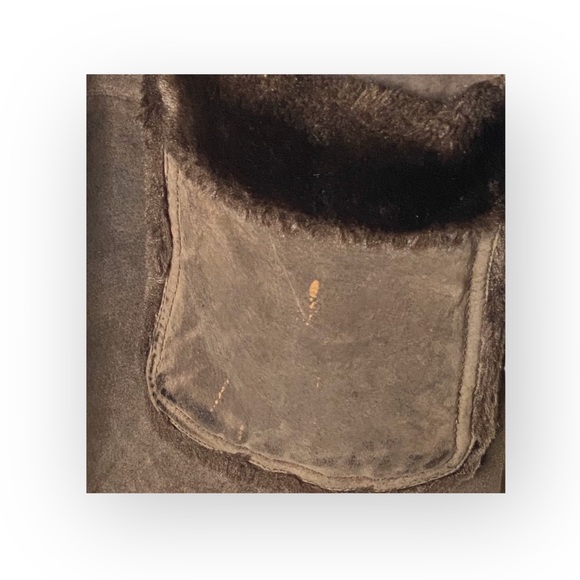 Bagatelle ๐ค Leather Shearling Lined Chore Rancher Duffle Coat ๐ค Fur Trim ๐ค XL - Picture 7 of 16